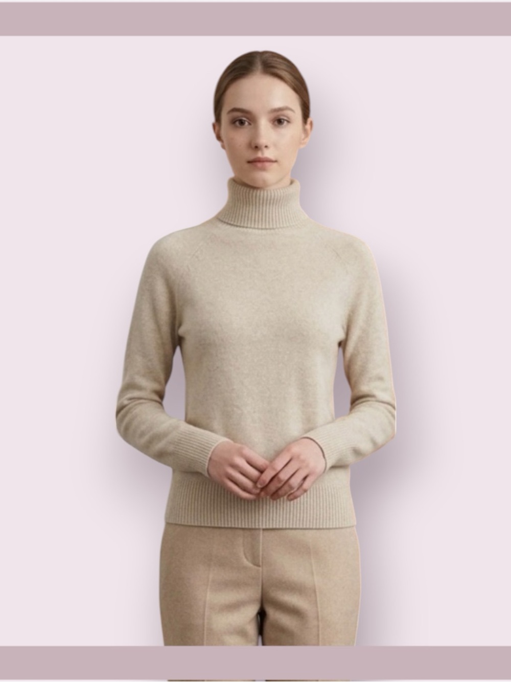 Ann Taylor Oatmeal Cashmere Turtleneck Sweater